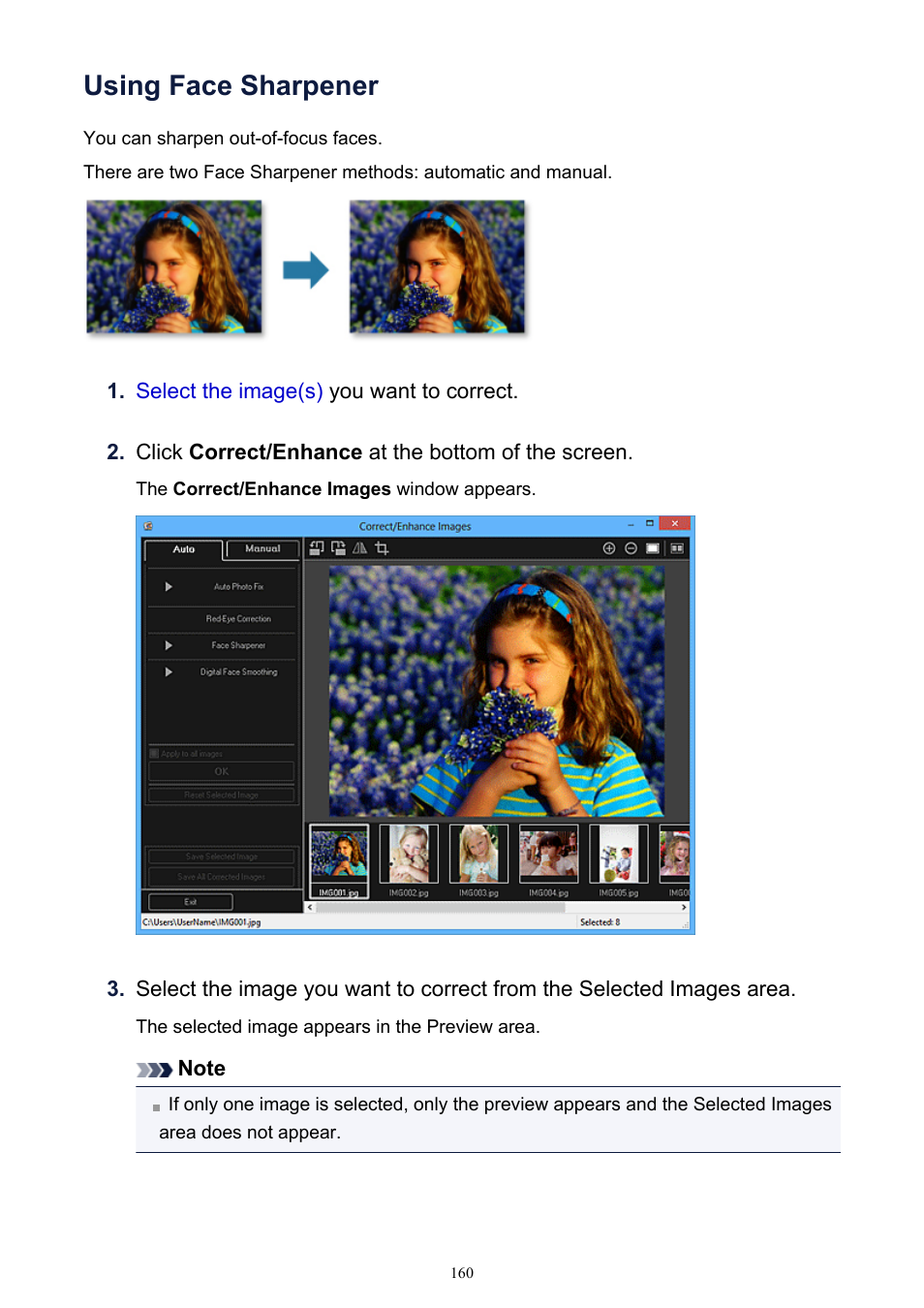 Using face sharpener | Canon PIXMA IP2700 User Manual | Page 160 / 339