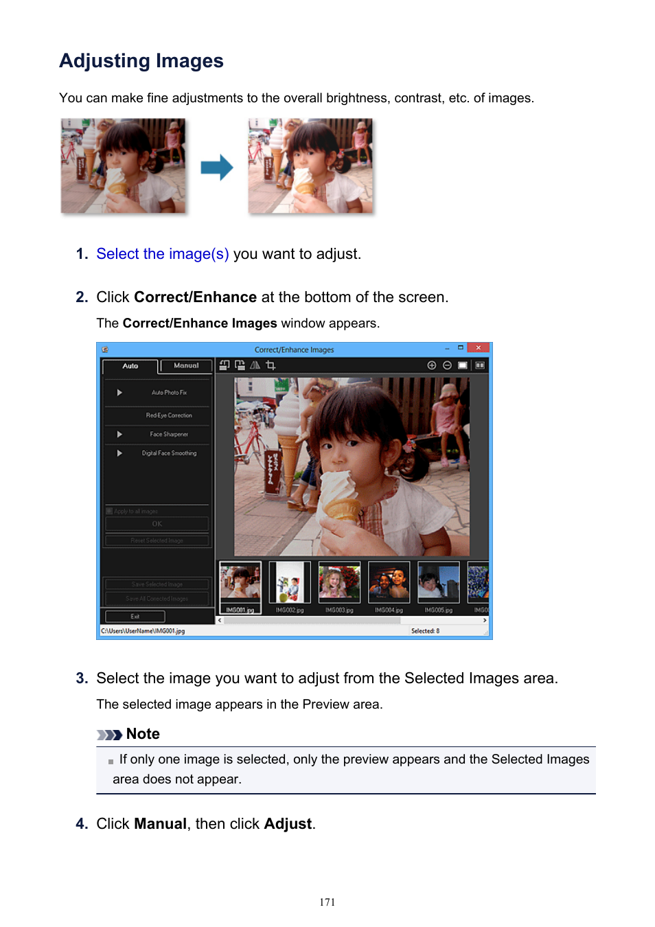 Adjusting images | Canon PIXMA IP2700 User Manual | Page 171 / 339