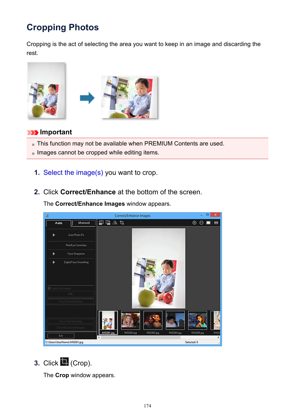 Cropping photos | Canon PIXMA IP2700 User Manual | Page 174 / 339