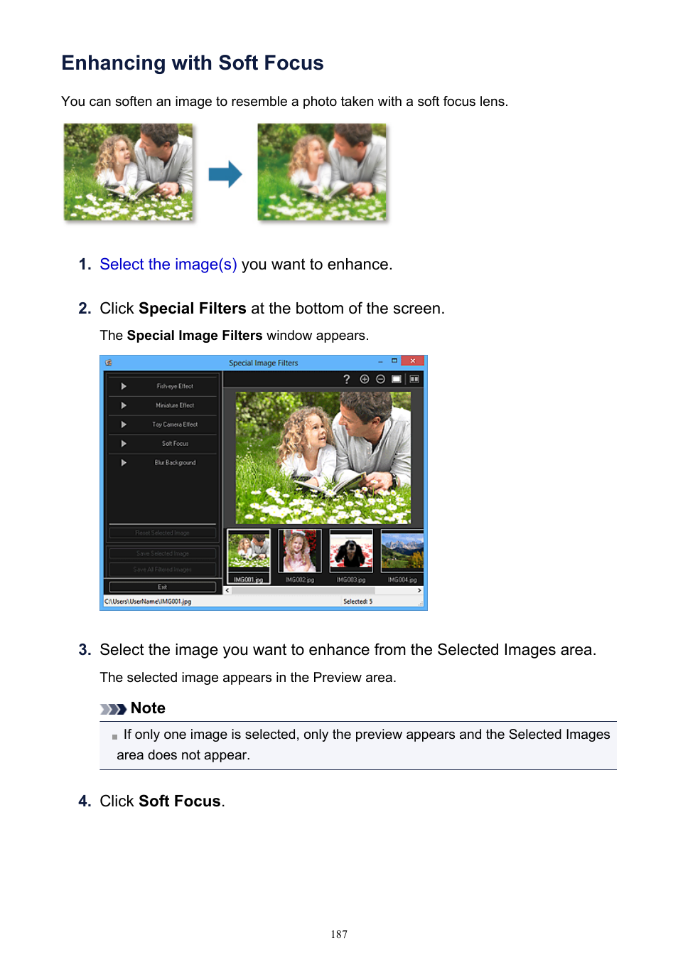 Enhancing with soft focus | Canon PIXMA IP2700 User Manual | Page 187 / 339