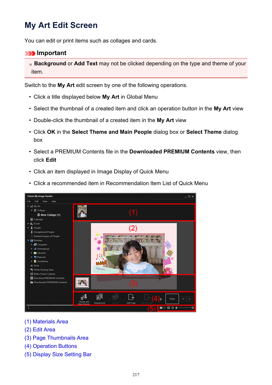 My art edit screen, For how to switch to the, And you can edit or print | The view switches to | Canon PIXMA IP2700 User Manual | Page 217 / 339