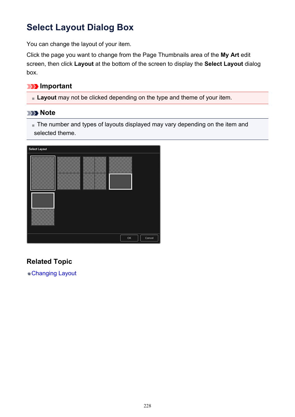 Select layout dialog box | Canon PIXMA IP2700 User Manual | Page 228 / 339