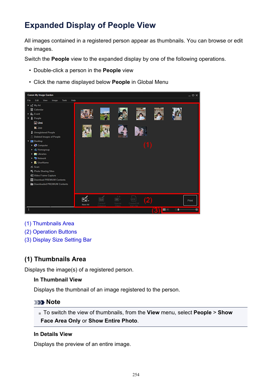 Expanded display of people view, Expanded display of, People | Canon PIXMA IP2700 User Manual | Page 254 / 339