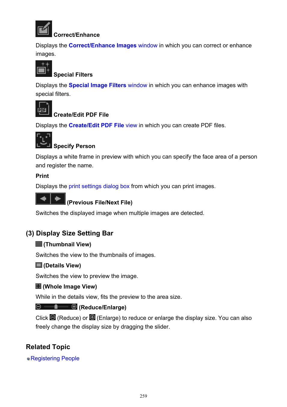 3) display size setting bar | Canon PIXMA IP2700 User Manual | Page 259 / 339