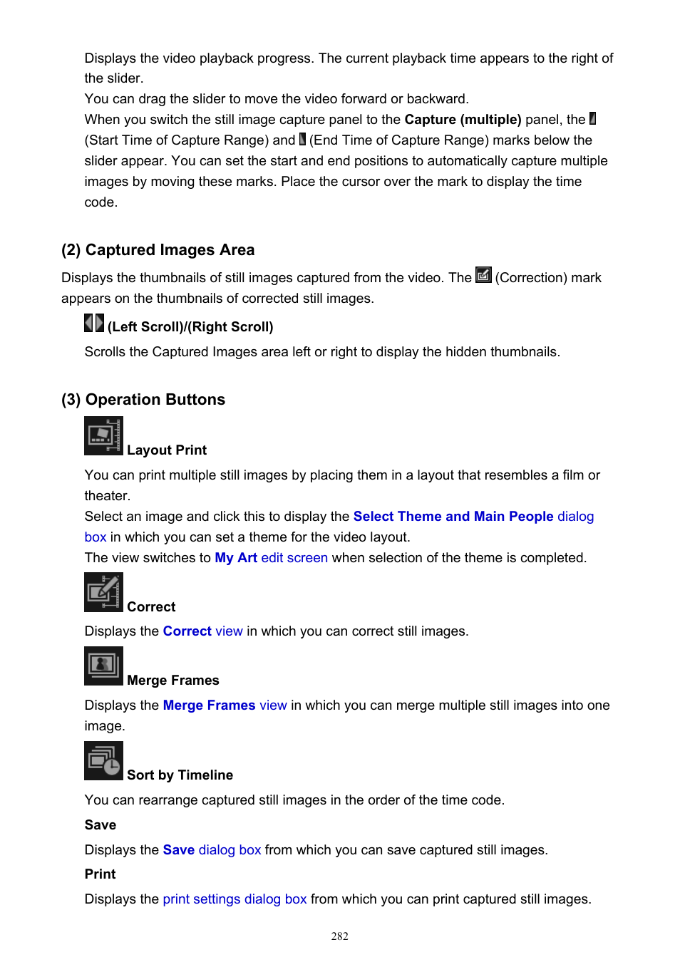 2) captured images area (3) operation buttons | Canon PIXMA IP2700 User Manual | Page 282 / 339