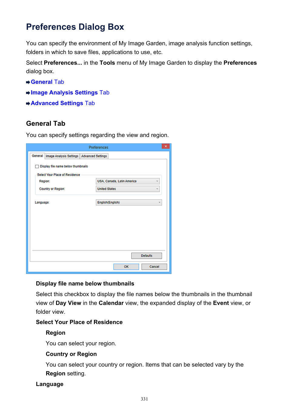 Preferences dialog box | Canon PIXMA IP2700 User Manual | Page 331 / 339