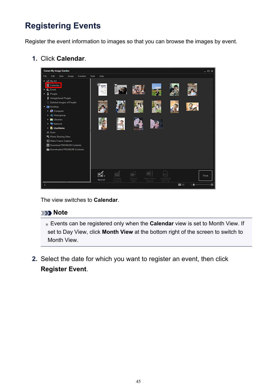 Registering events | Canon PIXMA IP2700 User Manual | Page 45 / 339