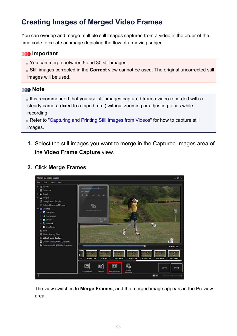 Creating images of merged video frames | Canon PIXMA IP2700 User Manual | Page 96 / 339