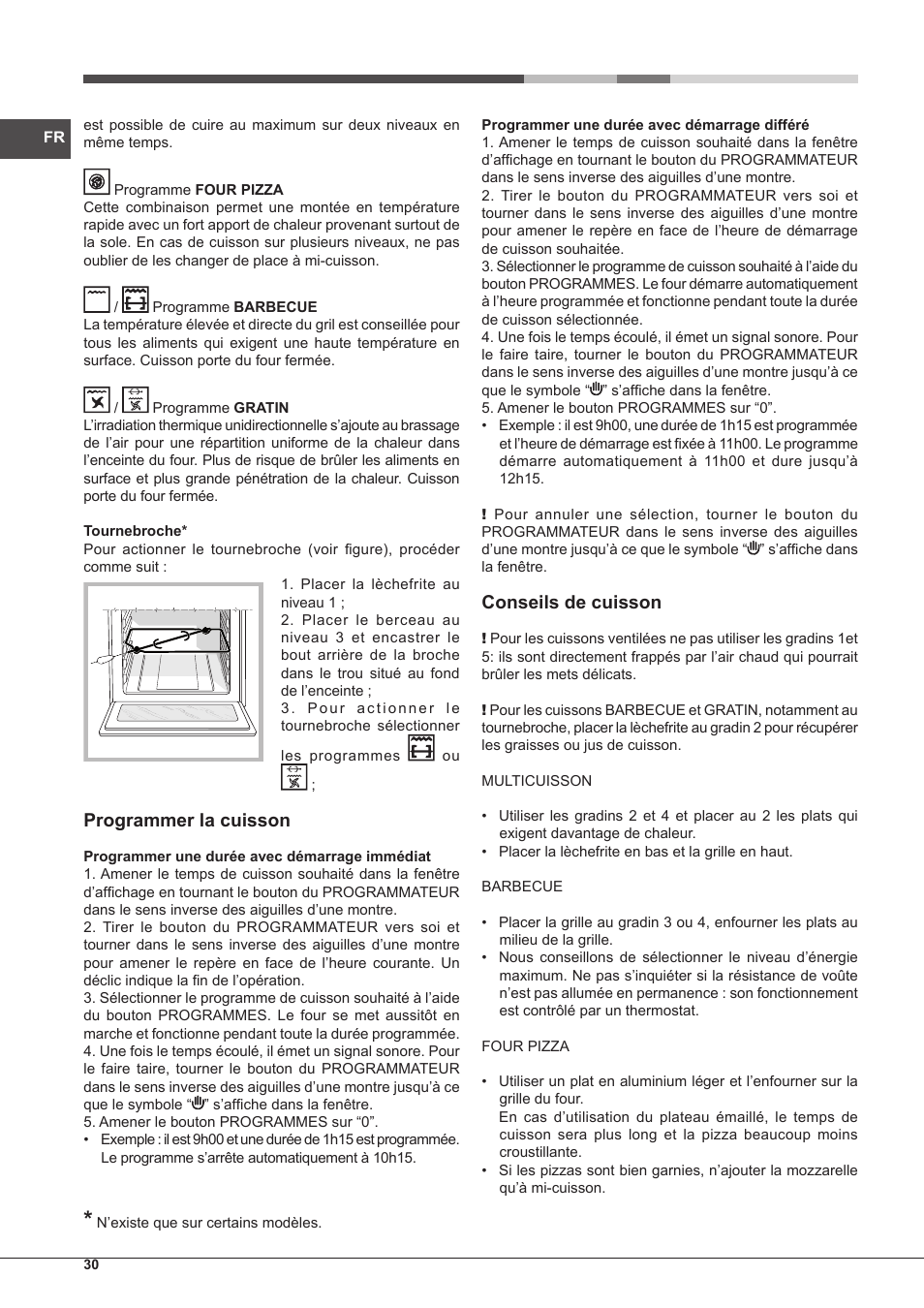 Programmer la cuisson, Conseils de cuisson | Hotpoint Ariston Tradición FT 95VC.1 (AN)-HA S User Manual | Page 30 / 72