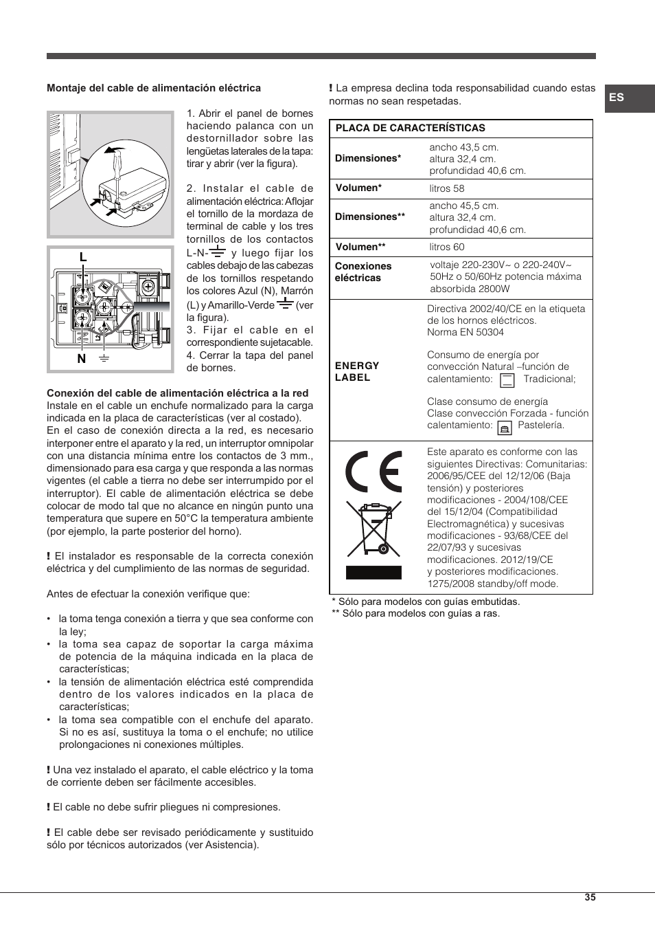 Hotpoint Ariston Tradición FT 95VC.1 (AN)-HA S User Manual | Page 35 / 72