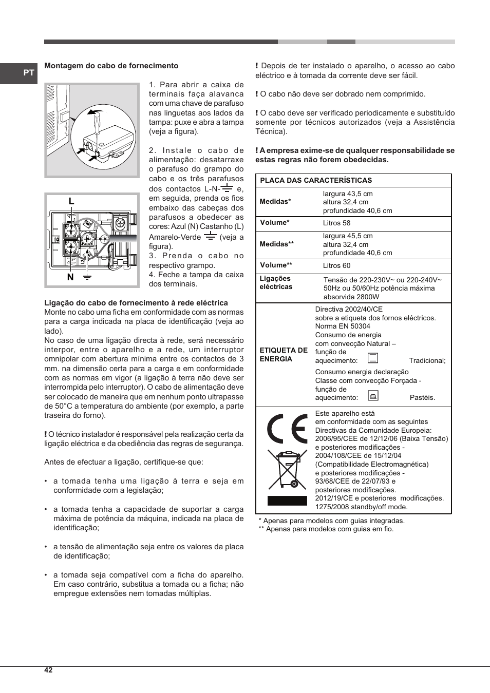 Hotpoint Ariston Tradición FT 95VC.1 (AN)-HA S User Manual | Page 42 / 72