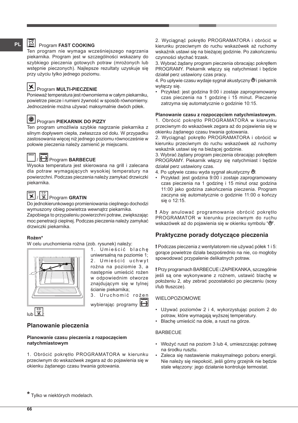 Planowanie pieczenia, Praktyczne porady dotyczące pieczenia | Hotpoint Ariston Tradición FT 95VC.1 (AN)-HA S User Manual | Page 66 / 72