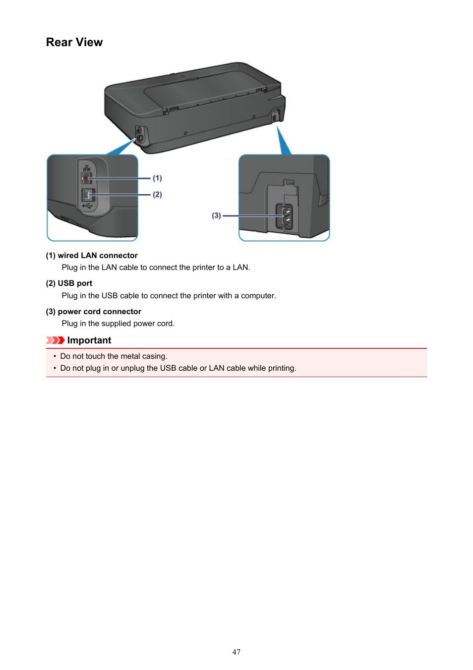 Rear view | Canon PIXMA iX6850 User Manual | Page 47 / 378