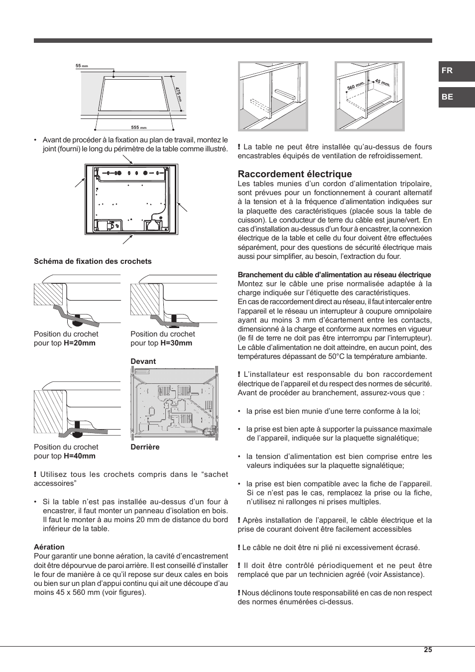 Raccordement électrique | Hotpoint Ariston PKQ 755 D GH (K)-HA User Manual | Page 25 / 68