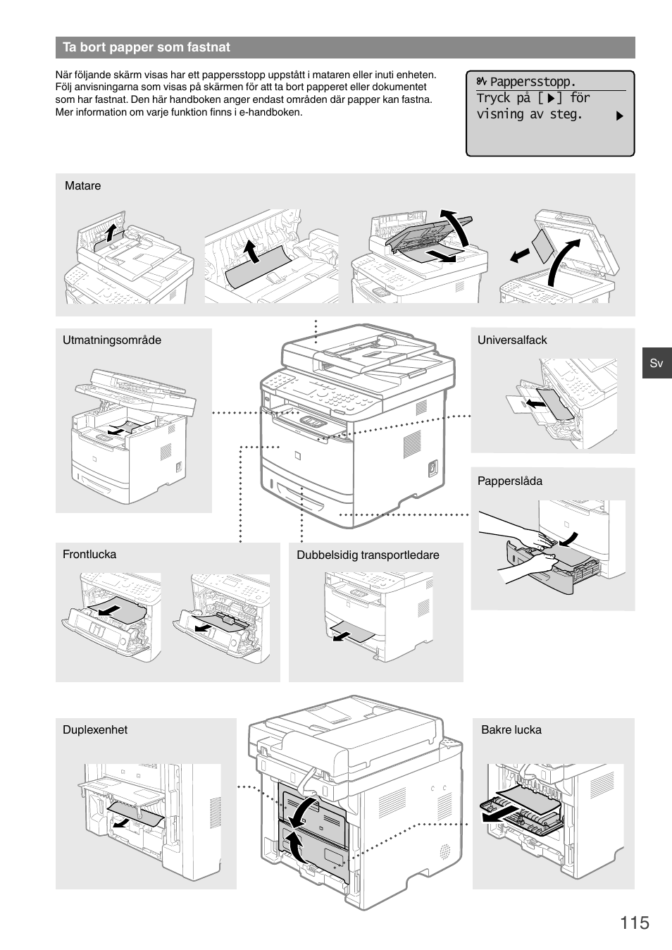 Ta bort papper som fastnat | Canon i-SENSYS MF6180dw User Manual | Page 115 / 292