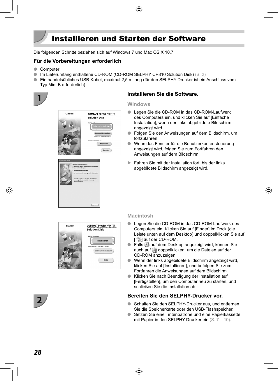 Installieren und starten der software | Canon SELPHY CP810 User Manual | Page 108 / 360