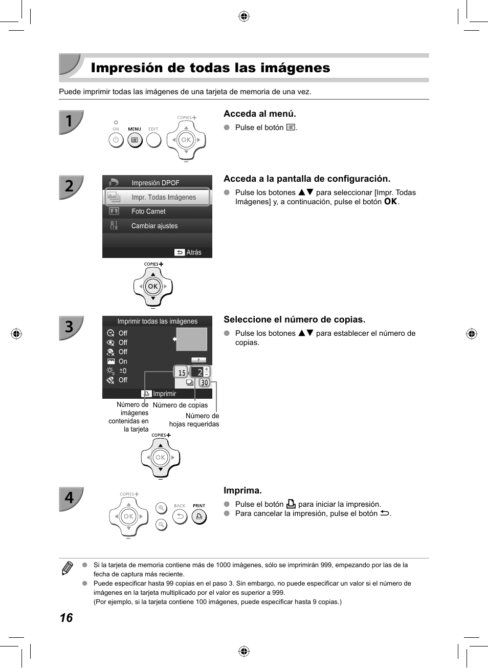 Impresión de todas las imágenes | Canon SELPHY CP810 User Manual | Page 136 / 360