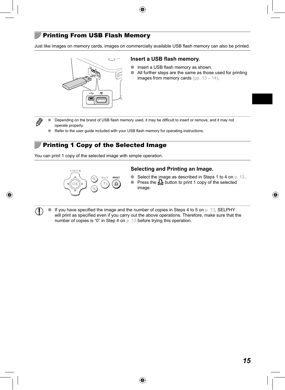 Printing 1 copy of the selected image | Canon SELPHY CP810 User Manual | Page 15 / 360