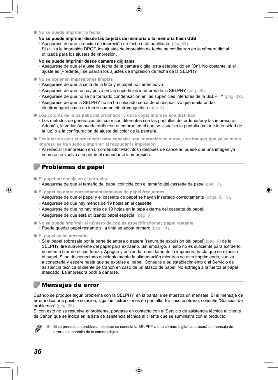 Problemas de papel, Mensajes de error | Canon SELPHY CP810 User Manual | Page 156 / 360