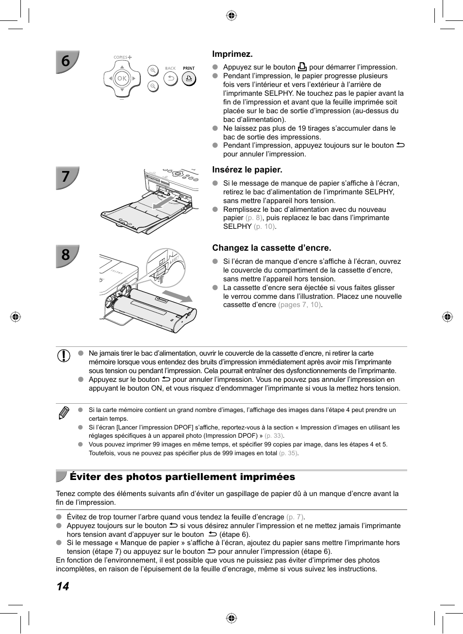 Éviter des photos partiellement imprimées | Canon SELPHY CP810 User Manual | Page 174 / 360
