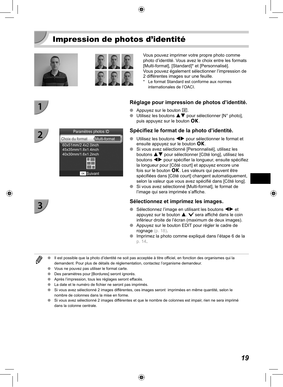 Impression de photos d’identité | Canon SELPHY CP810 User Manual | Page 179 / 360