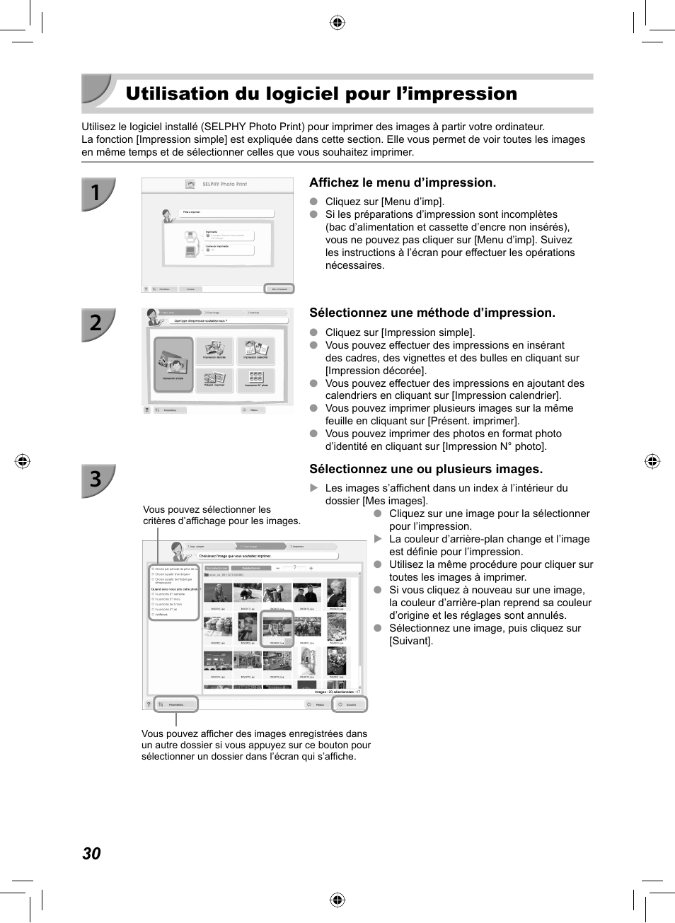 Utilisation du logiciel pour l’impression | Canon SELPHY CP810 User Manual | Page 190 / 360