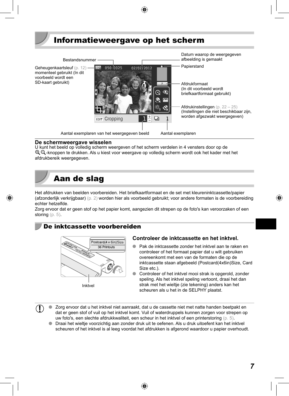 Informatieweergave op het scherm, Aan de slag, De inktcassette voorbereiden | Canon SELPHY CP810 User Manual | Page 247 / 360
