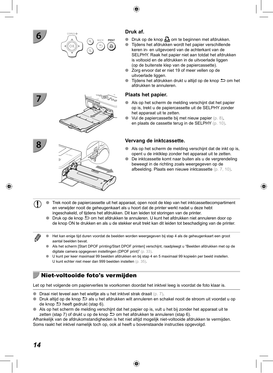 Niet-voltooide foto's vermijden | Canon SELPHY CP810 User Manual | Page 254 / 360