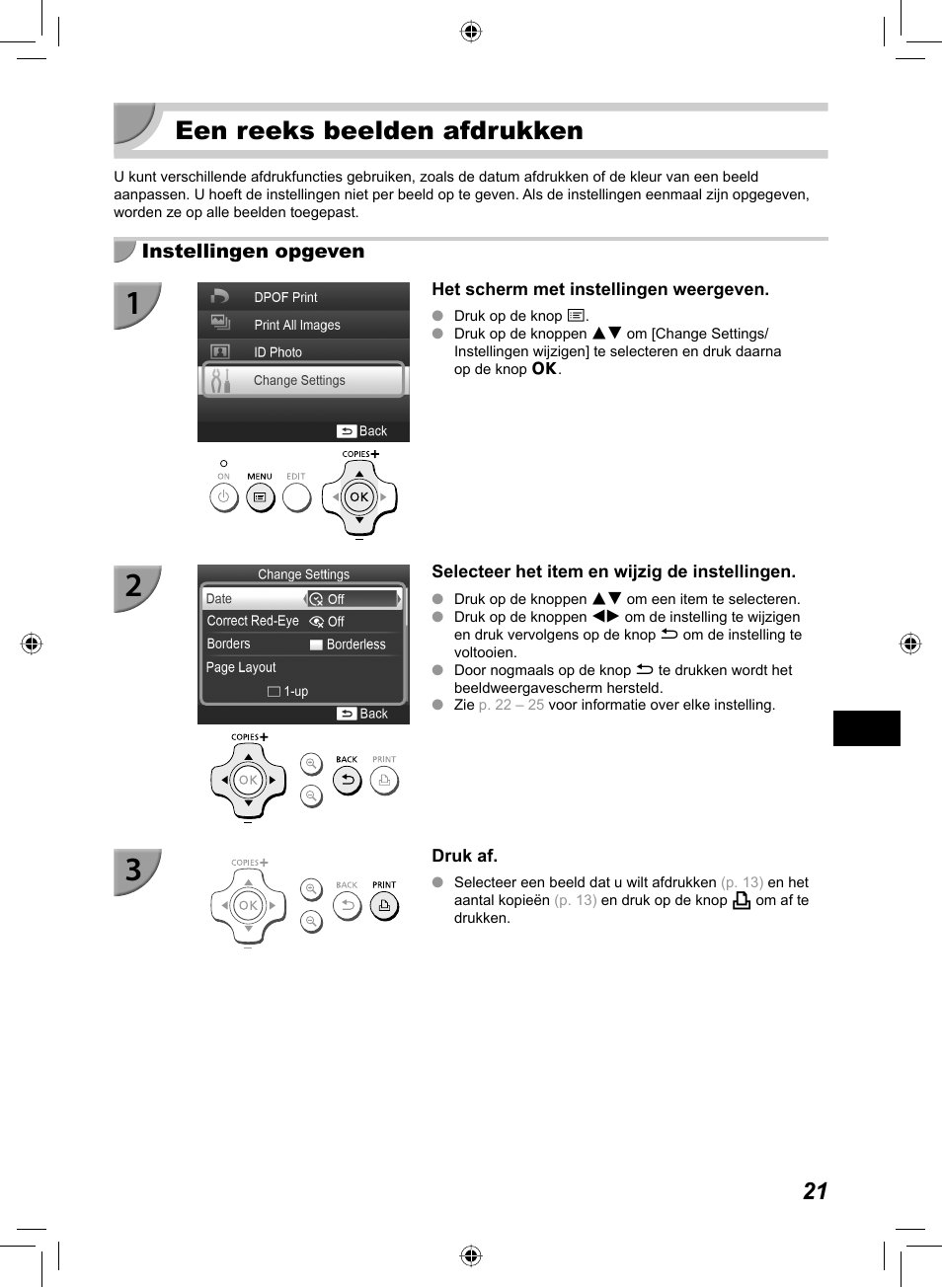Een reeks beelden afdrukken | Canon SELPHY CP810 User Manual | Page 261 / 360