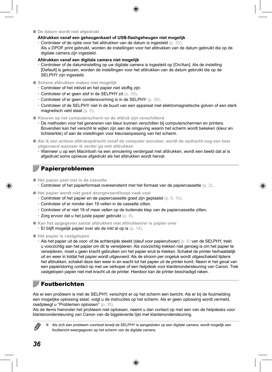 Papierproblemen, Foutberichten | Canon SELPHY CP810 User Manual | Page 276 / 360