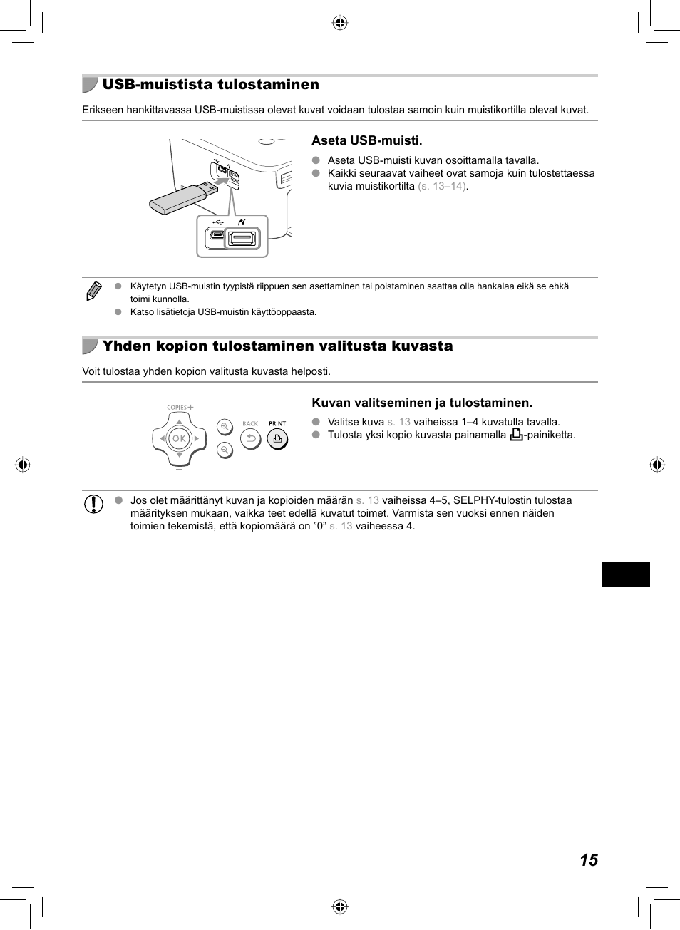 Usb-muistista tulostaminen, Yhden kopion tulostaminen valitusta kuvasta | Canon SELPHY CP810 User Manual | Page 295 / 360