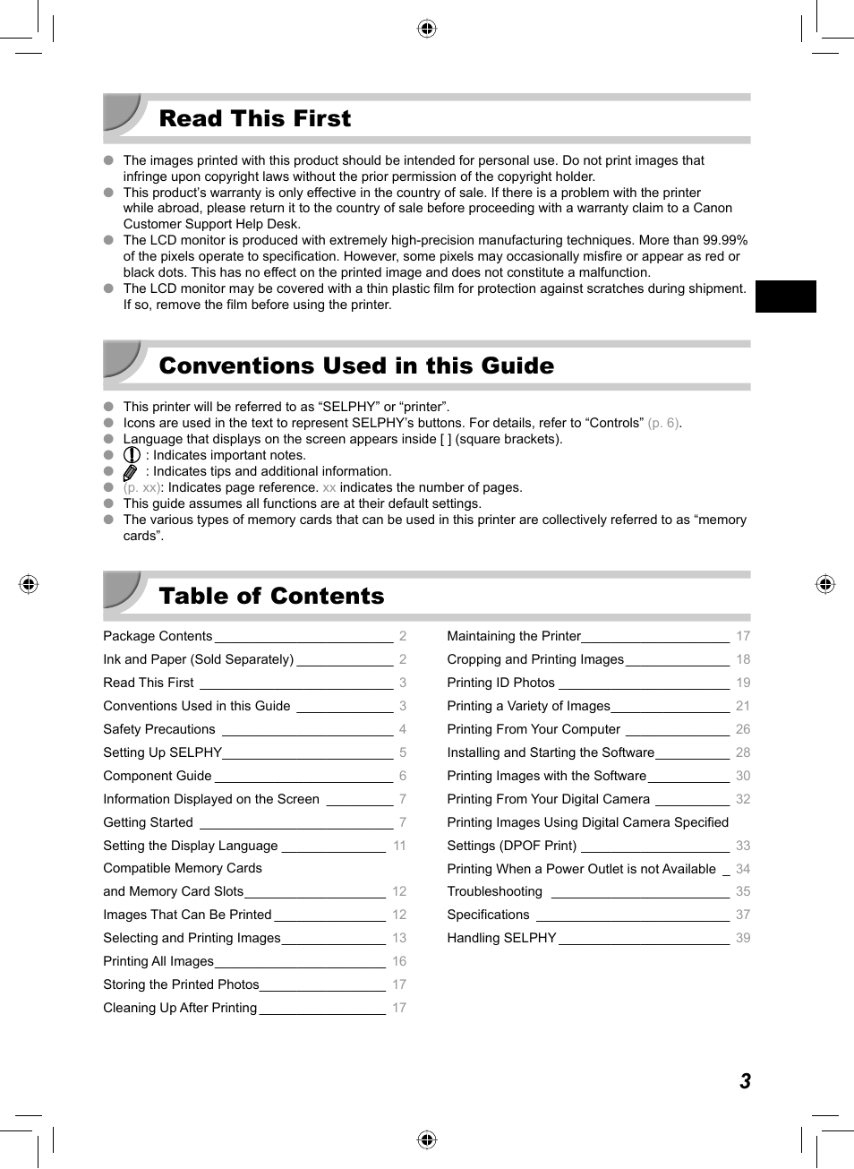 Canon SELPHY CP810 User Manual | Page 3 / 360