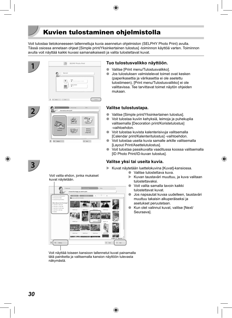 Kuvien tulostaminen ohjelmistolla | Canon SELPHY CP810 User Manual | Page 310 / 360