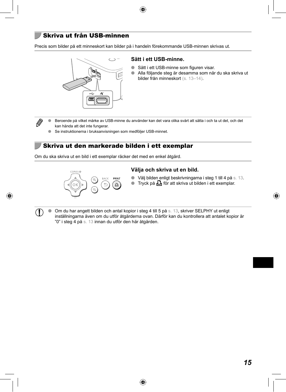 Skriva ut från usb-minnen, Skriva ut den markerade bilden i ett exemplar | Canon SELPHY CP810 User Manual | Page 335 / 360