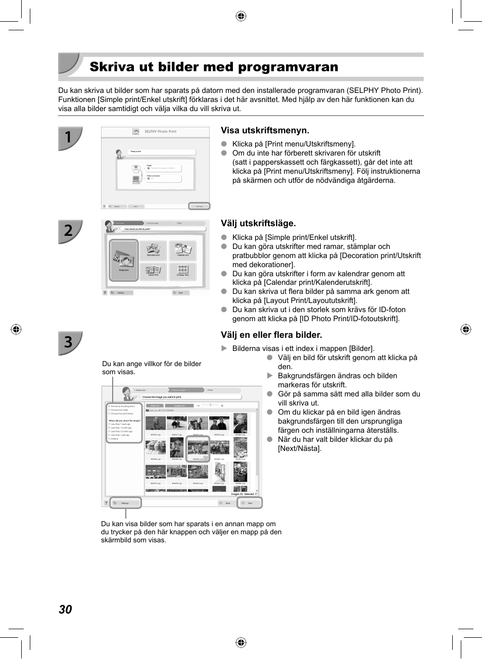 Skriva ut bilder med programvaran | Canon SELPHY CP810 User Manual | Page 350 / 360