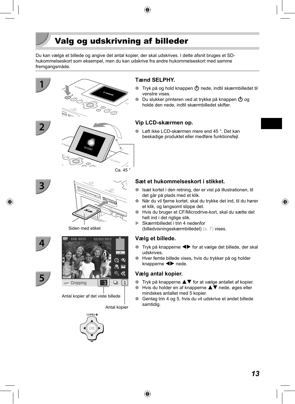 Valg og udskrivning af billeder | Canon SELPHY CP810 User Manual | Page 53 / 360