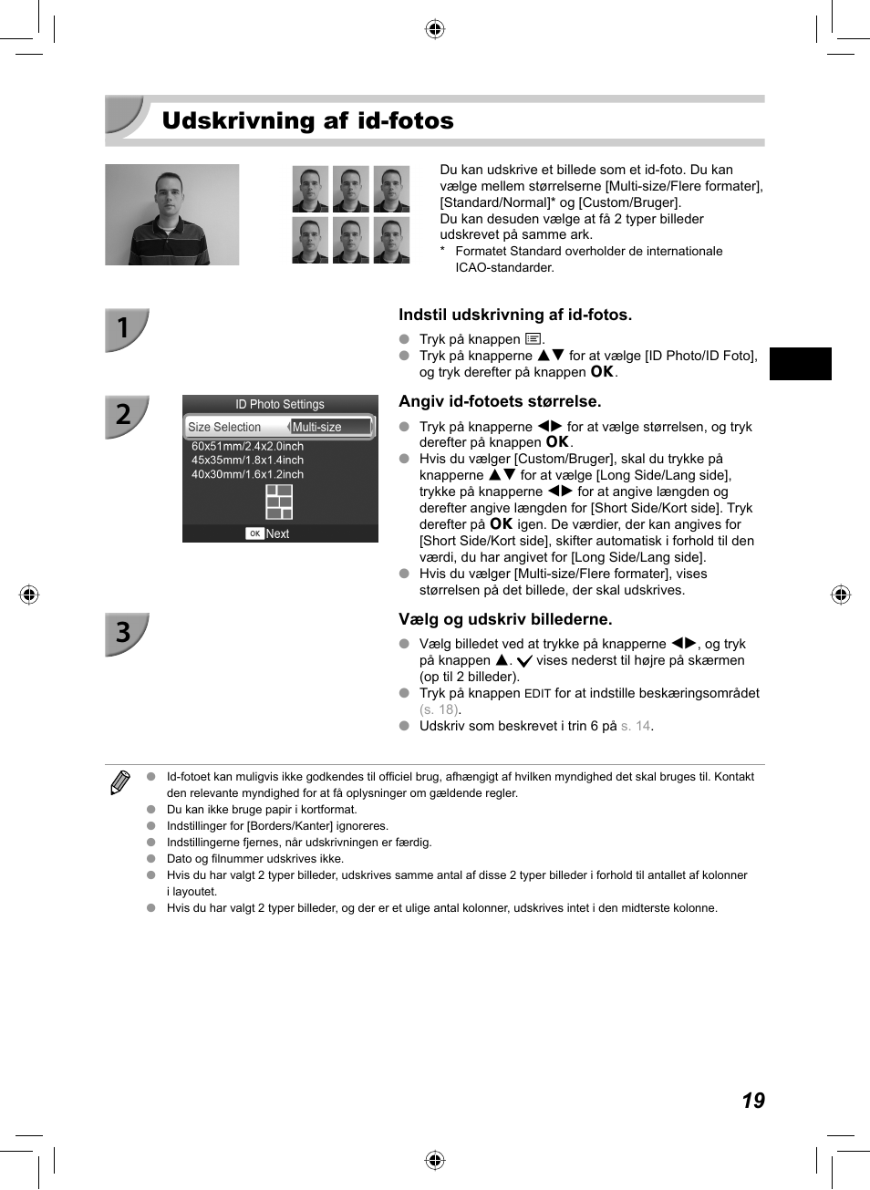 Udskrivning af id-fotos | Canon SELPHY CP810 User Manual | Page 59 / 360