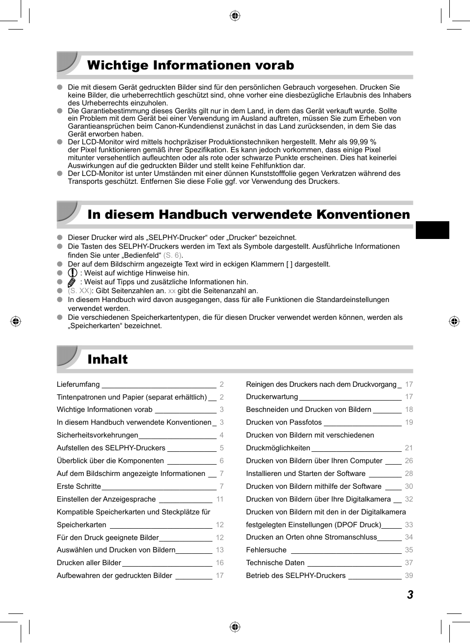 Wichtige informationen vorab, Inhalt | Canon SELPHY CP810 User Manual | Page 83 / 360