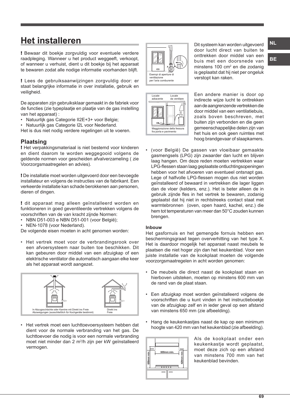Het installeren, Plaatsing | Hotpoint Ariston PC 640 T (AN) R-HA  EU User Manual | Page 69 / 88