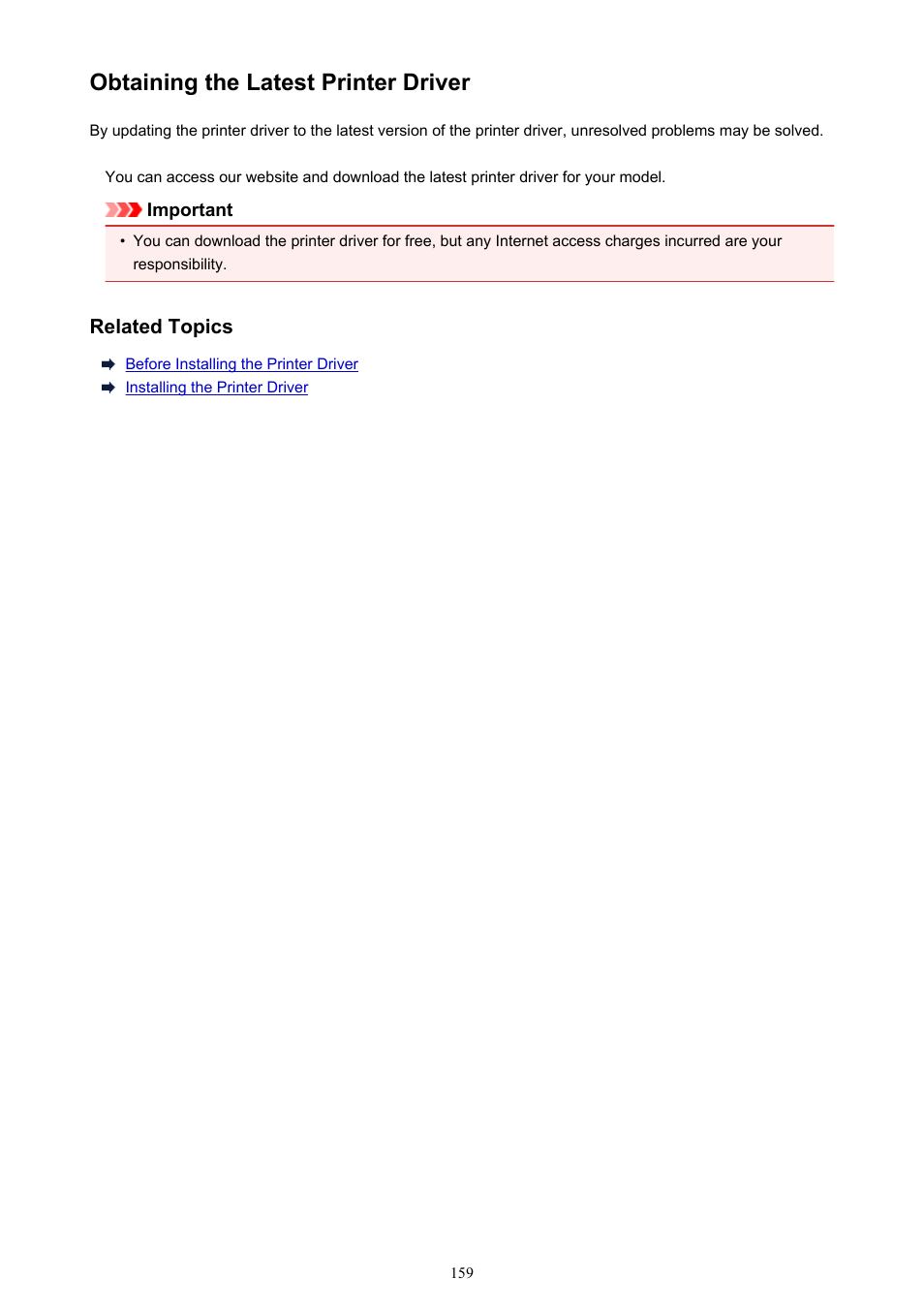 Obtaining the latest printer driver | Canon PIXMA iP2850 User Manual | Page 159 / 246