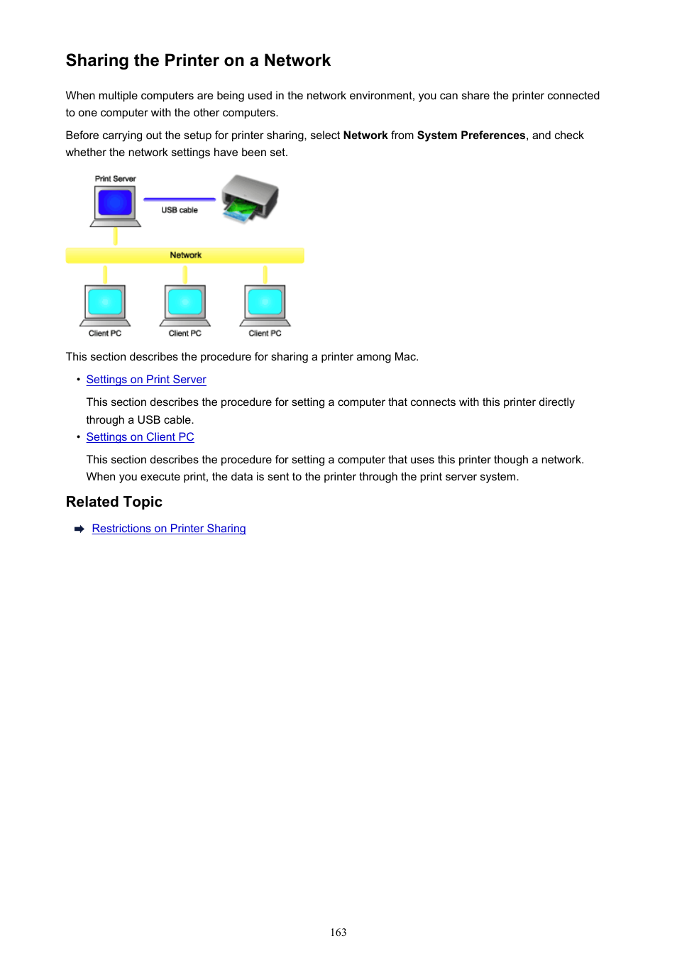 Sharing the printer on a network | Canon PIXMA iP2850 User Manual | Page 163 / 246