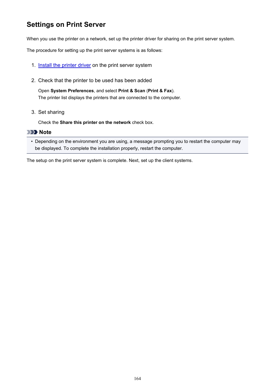 Settings on print server | Canon PIXMA iP2850 User Manual | Page 164 / 246