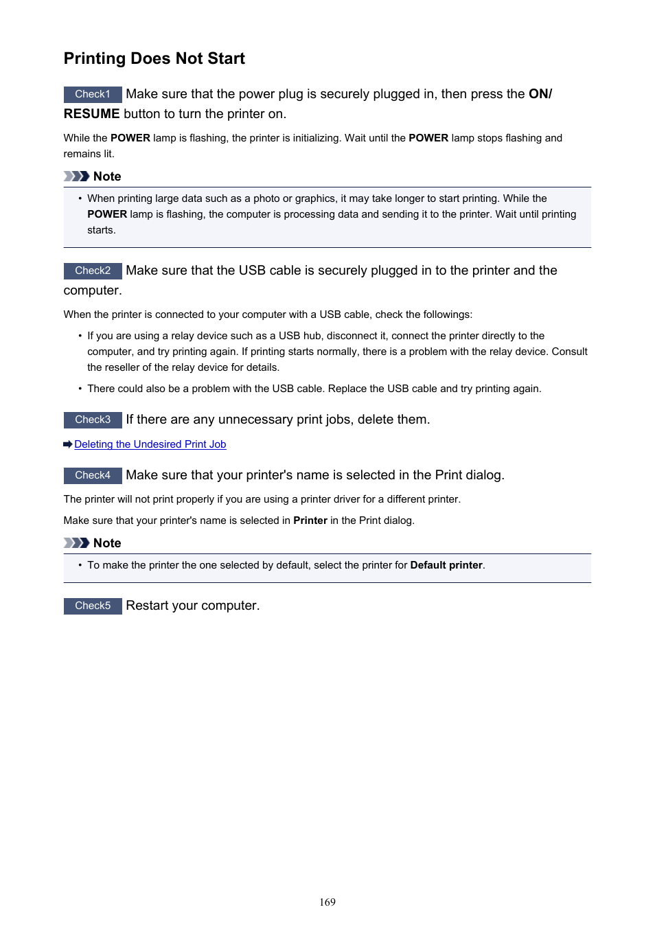 Printing does not start | Canon PIXMA iP2850 User Manual | Page 169 / 246
