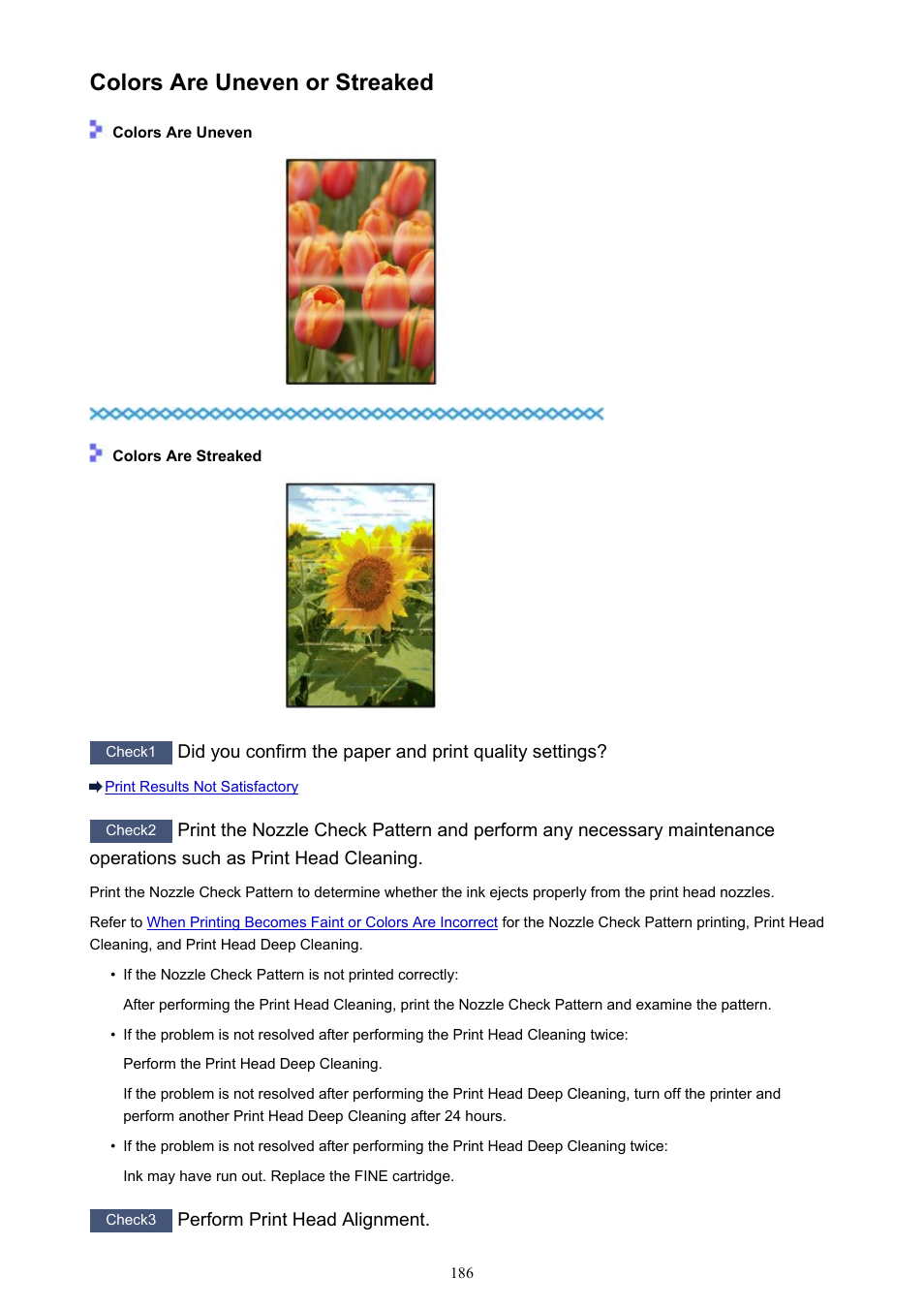 Colors are uneven or streaked | Canon PIXMA iP2850 User Manual | Page 186 / 246