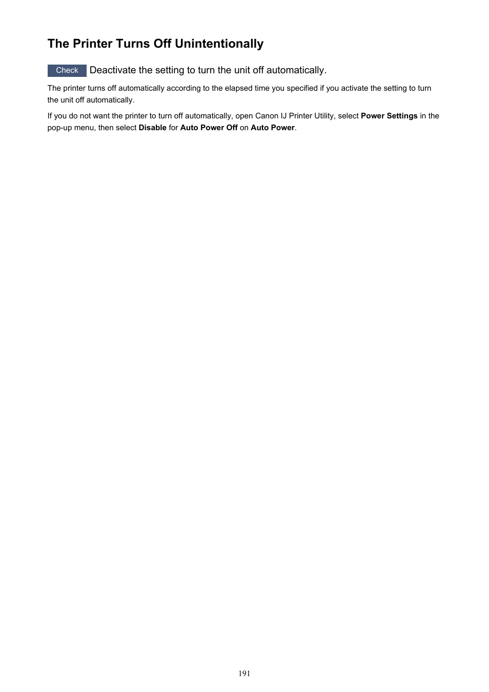 The printer turns off unintentionally | Canon PIXMA iP2850 User Manual | Page 191 / 246