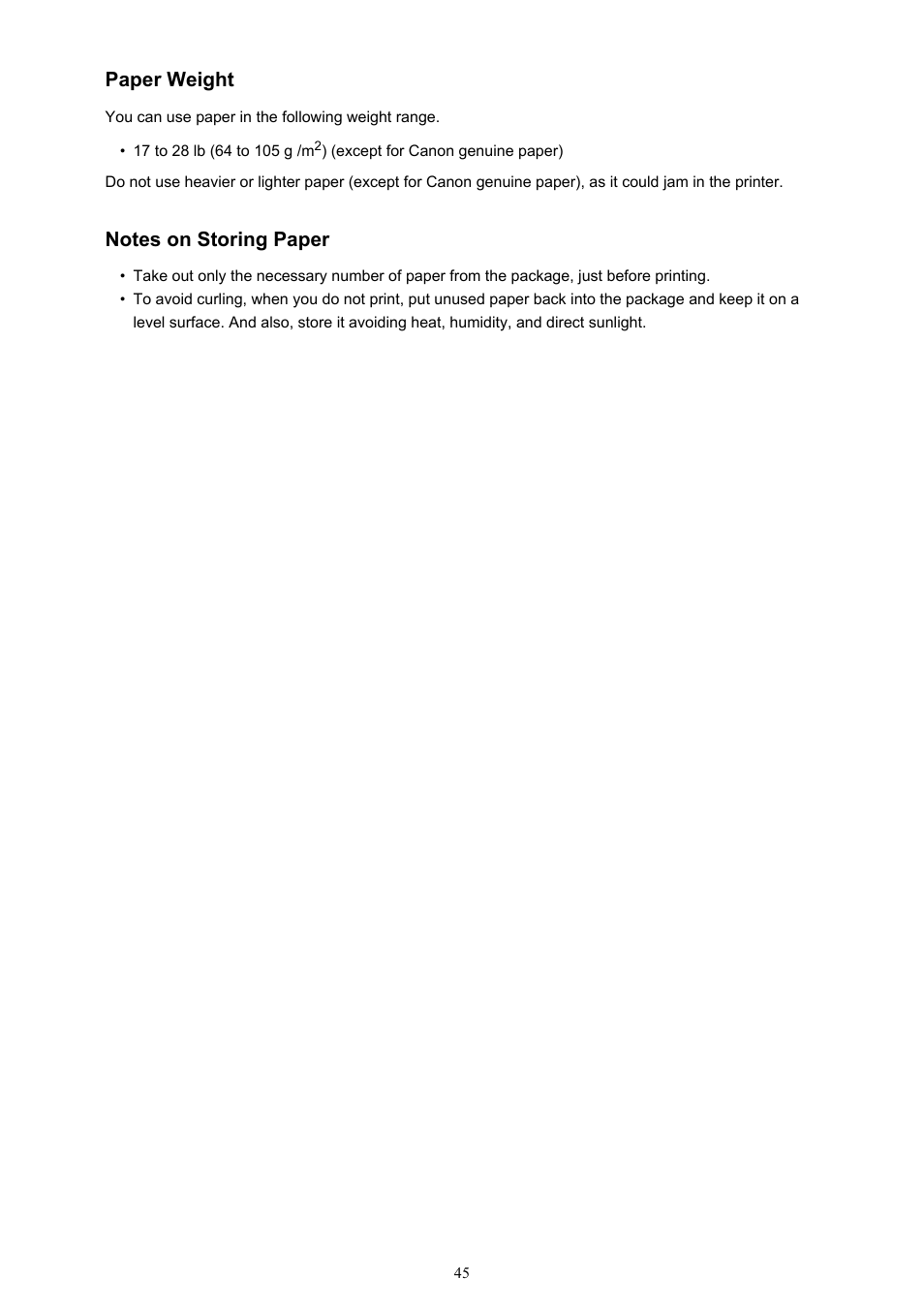 Paper weight | Canon PIXMA iP2850 User Manual | Page 45 / 246