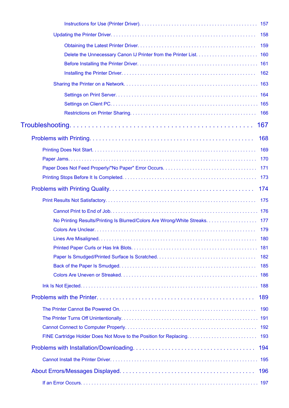 Troubleshooting | Canon PIXMA iP2850 User Manual | Page 5 / 246