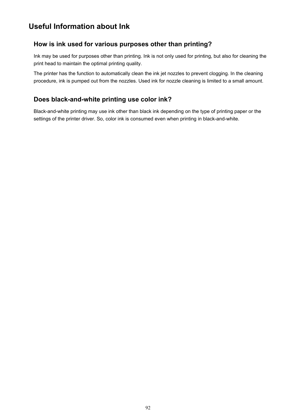 Useful information about ink | Canon PIXMA iP2850 User Manual | Page 92 / 246