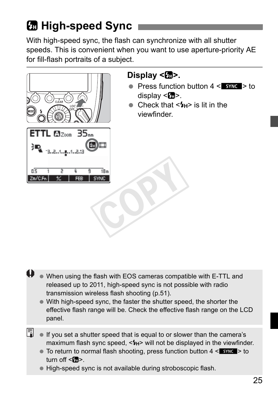 Cop y, C high-speed sync | Canon Speedlite 600EX-RT User Manual | Page 27 / 372
