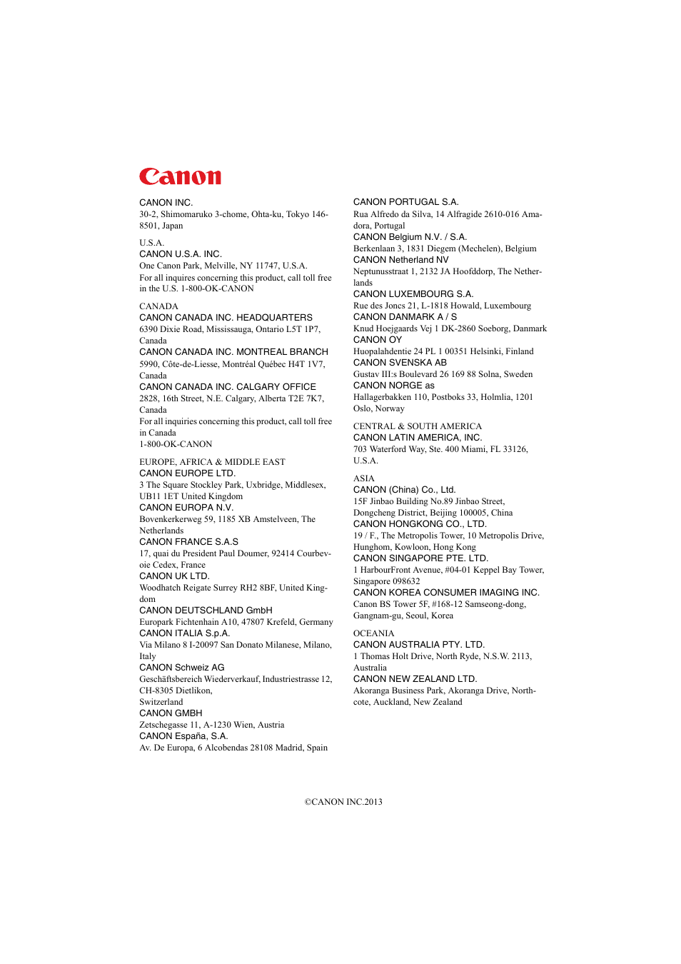 Back cover | Canon LE-5W User Manual | Page 104 / 104